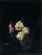 Hirst, Claude Raguet Roses in a Glass Pitcher with Decorative Metal Plate France oil painting artist